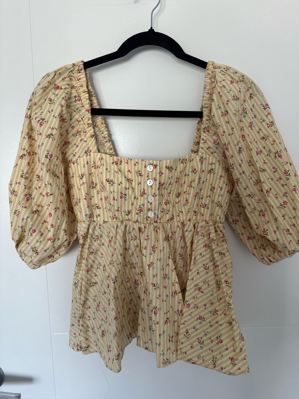 Petersyn Floral Cotton Blouse Top – Small | Made in New York